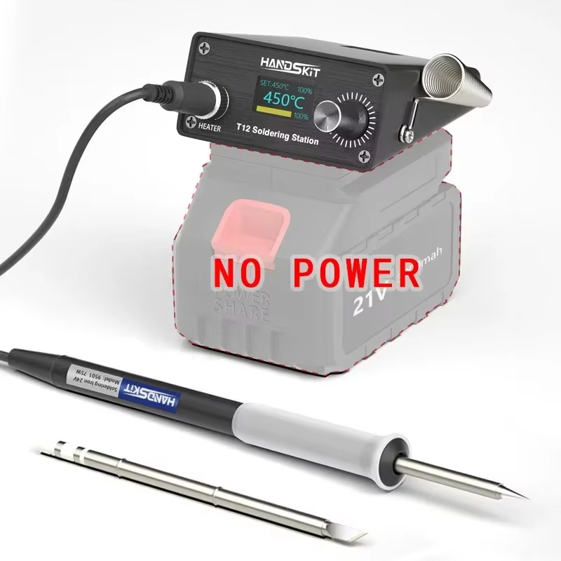 Power Tools Toolstation - สถานีบัดกรีดิจิตอล T12 พร้อมระบบควบคุมอุณหภูมิ LCD - ชุดเครื่องมือปรับปรุงแบบพกพาสําหรับการซ่อมอิเล็กทรอนิกส์