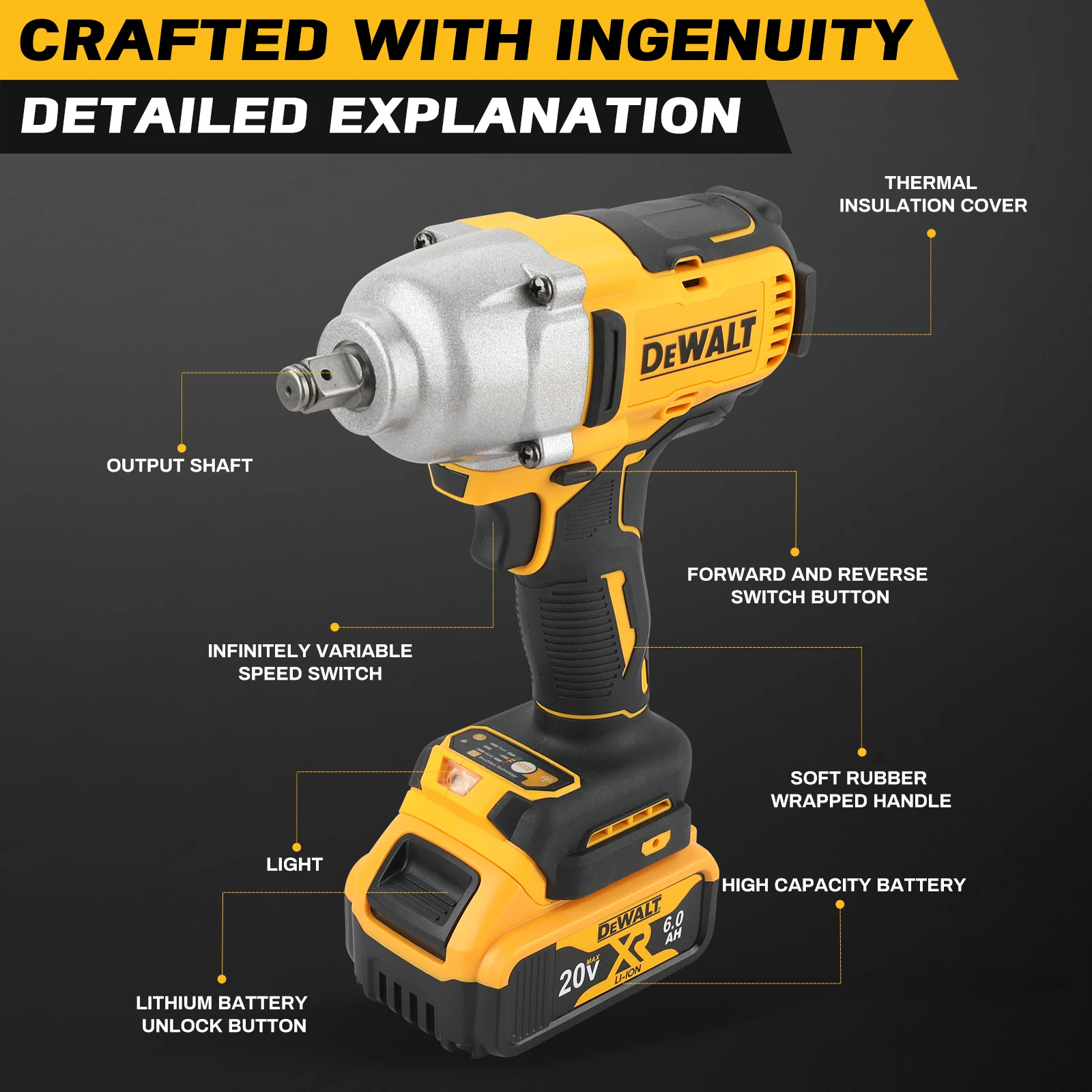 Dewalt Power Tools Xr - DEWALT DCF900 20V XR ประแจกระแทกไร้แปรงถ่าน 1/2