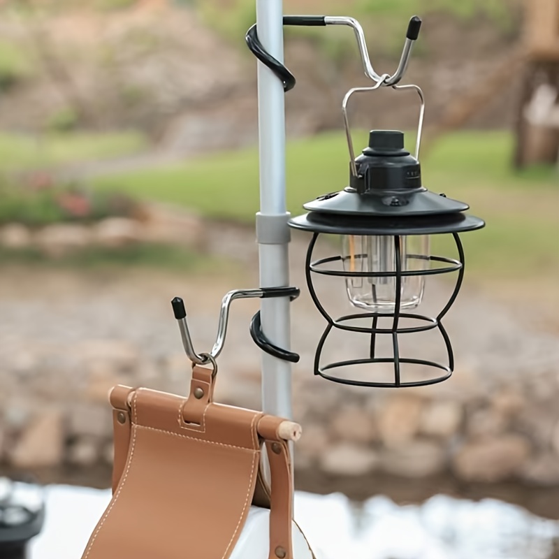 Power Tools Holder - ตะขอแขวนโคมไฟสแตนเลสแบบพกพา สำหรับเสาเต็นท์ โคมไฟล่าสัตว์ ตกปลา ตะขอแขวนโคมไฟแบบไม่ต้องเจาะ สำหรับระเบียง