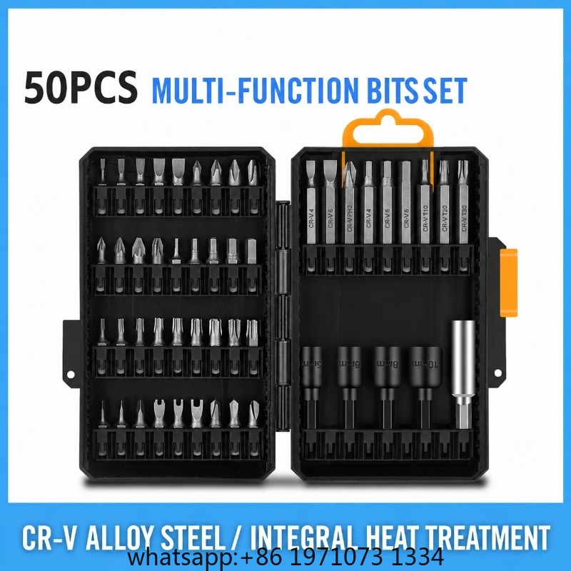 Power Tools Kits - ชุดดอกไขควง 50 ชิ้น สำหรับไขควงกระแทก หัวแฉก หัวแบน