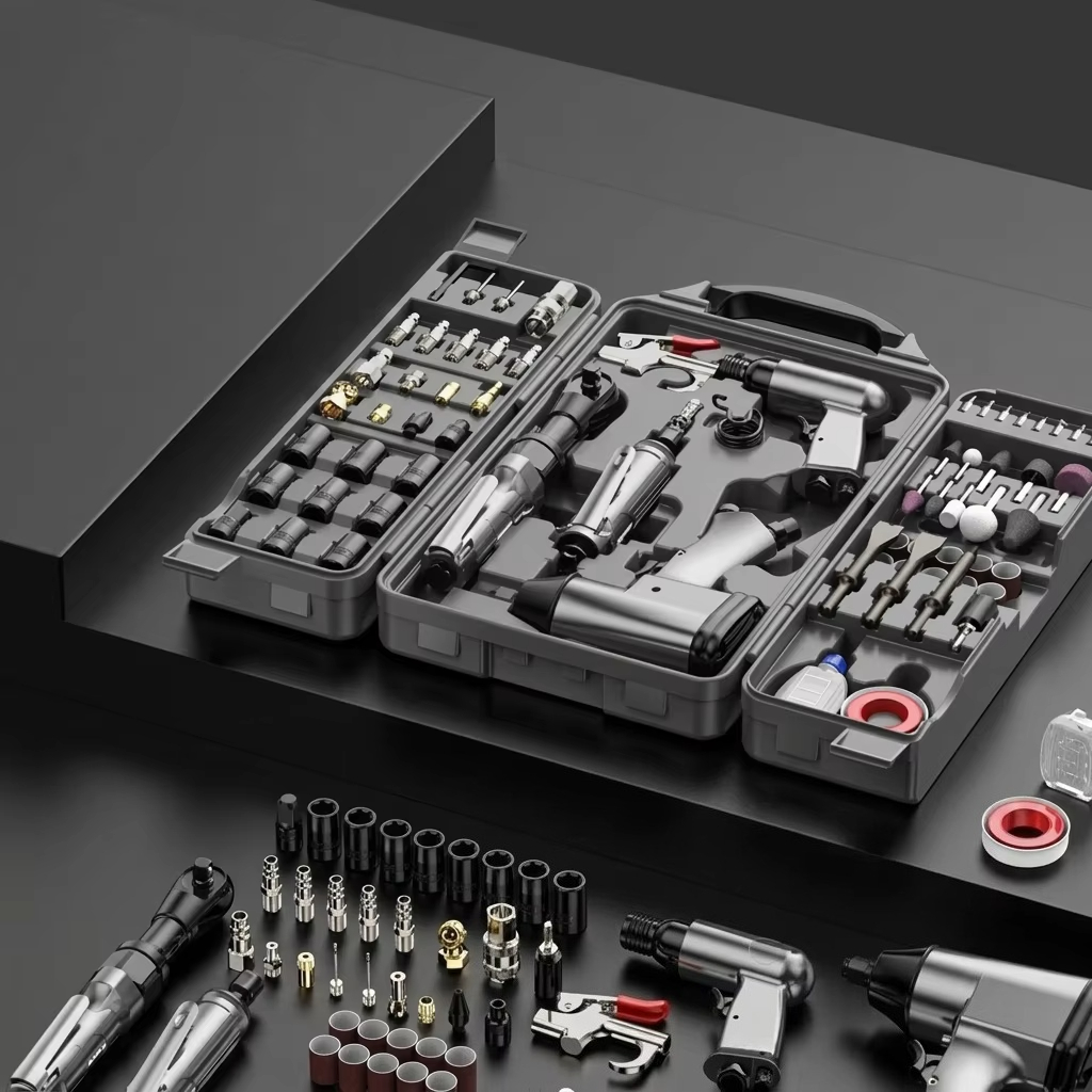 Power Tools Kits - ชุดเครื่องมือลมสำหรับงานหนัก 71 ชิ้น, ค้อนลมและสว่านลมกำลังสูงอเนกประสงค์, เครื่องมือแรงบิดสูงแบบพกพาขนาดกะทัดรัด